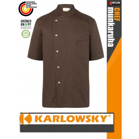 Karlowsky LIGHTBROWN GUSTAV kevertszálas 95C-on mosható rövidujjú férfi séf kabát - munkaruha