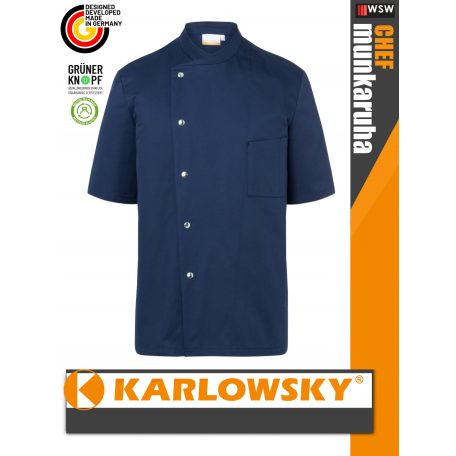 Karlowsky NAVY GUSTAV kevertszálas 95C-on mosható rövidujjú férfi séf kabát - munkaruha
