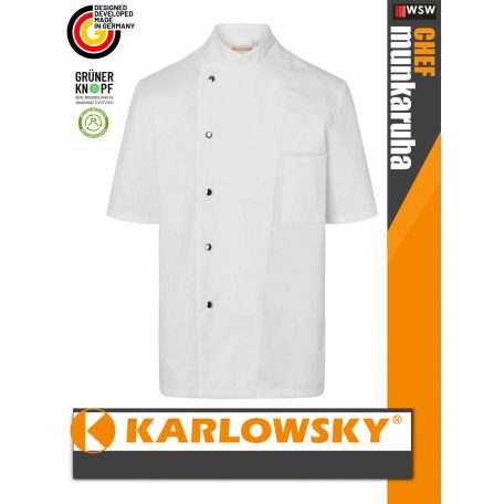 Karlowsky WHITE GUSTAV kevertszálas 95C-on mosható rövidujjú férfi séf kabát - munkaruha