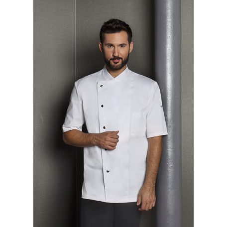 Karlowsky WHITE GUSTAV kevertszálas 95C-on mosható rövidujjú férfi séf kabát - munkaruha