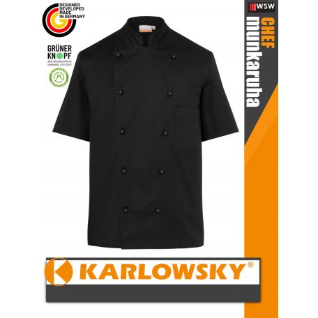 Karlowsky BLACK LENNERT kevertszálas 95C-on mosható rövidúujjú férfi séf kabát - munkaruha