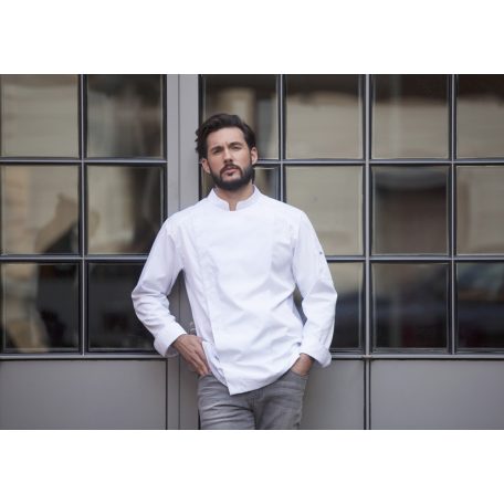 Karlowsky WHITE NOAH lélegző 95C-on mosható hosszúujjú férfi séf kabát - munkaruha