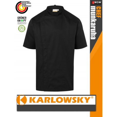 Karlowsky BLACK MODERN-LOOK lélegző 95C-on mosható rövidúujjú férfi séf kabát - munkaruha
