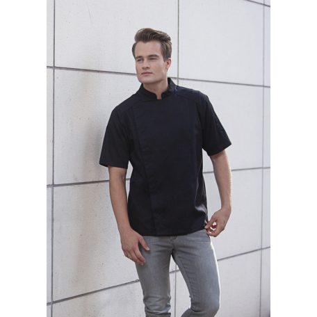 Karlowsky BLACK MODERN-LOOK lélegző 95C-on mosható rövidúujjú férfi séf kabát - munkaruha