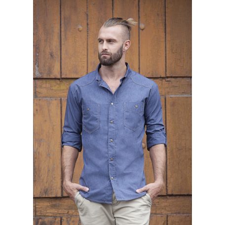 Karlowsky VINTAGEBLUE JEANS-STYLE lélegző farmer anyagú hosszúujjú férfi séfing - munkaruha