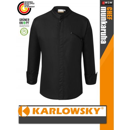 Karlowsky BLACK MODERN-TOUCH lélegző 95C-on mosható hosszúujjú férfi séf kabát - munkaruha
