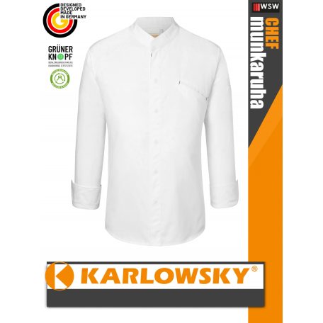 Karlowsky WHITE MODERN-TOUCH lélegző 95C-on mosható hosszúujjú férfi séf kabát - munkaruha
