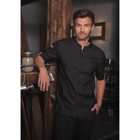 Karlowsky BLACK GREEN-GENERATION lélegző újrahasznosított anyagú rövidujjú férfi séf ing - munkaruha