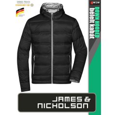   James & Nicholson DOWN THERMIC BLACK férfi technikai bélelt kapucnis kabát - munkaruha