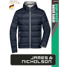   James & Nicholson DOWN THERMIC NAVY férfi technikai bélelt kapucnis kabát - munkaruha