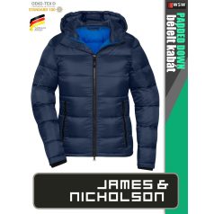   James & Nicholson PADDED DOWN NAVY női technikai bélelt kabát - munkaruha