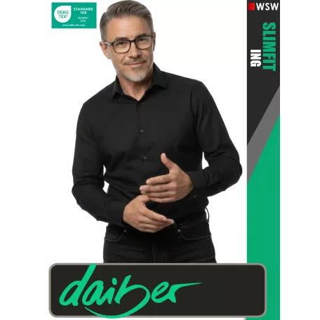 Daiber SLIMFIT BLACK prémium pamut férfi hosszúujjú ing - ruházat