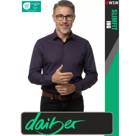 Daiber SLIMFIT DEEPPURPLE prémium pamut férfi hosszúujjú ing - ruházat