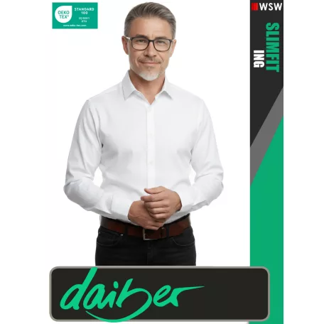 Daiber SLIMFIT WHITE prémium pamut férfi hosszúujjú ing - ruházat