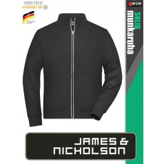   James & Nicholson SOLID BLACK technikai zippzáras pulóver - munkaruha