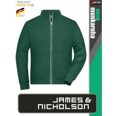   James & Nicholson SOLID DARKGREEN technikai zippzáras pulóver - munkaruha
