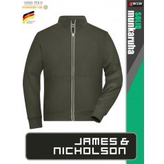   James & Nicholson SOLID OLIVE technikai zippzáras pulóver - munkaruha