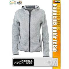 James & Nicholson KNITTED HOODIE női kapucnis polár pulóver