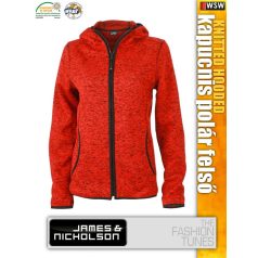 James & Nicholson KNITTED HOODIE női kapucnis polár pulóver