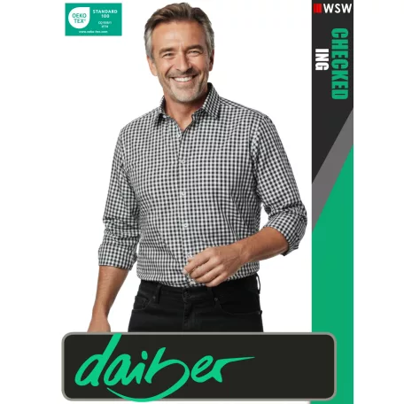 Daiber CHECKED BLACK prémium pamut hosszúujjú ing - ruházat