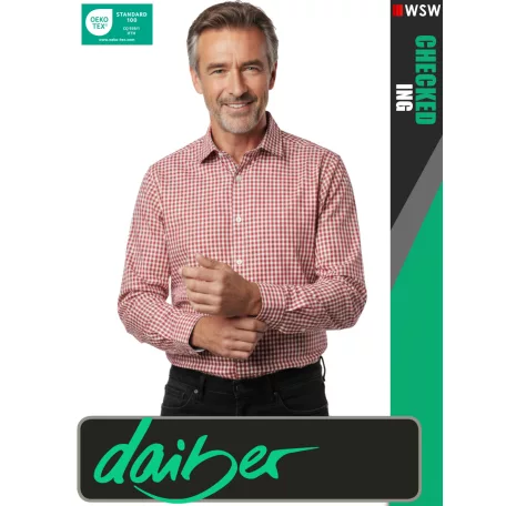 Daiber CHECKED RED prémium pamut hosszúujjú ing - ruházat