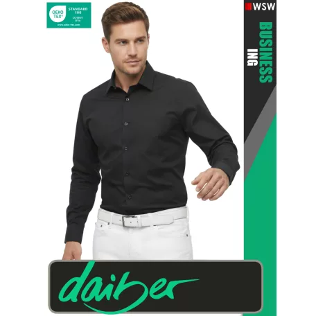 Daiber BUSINESS BLACK prémium kevertszálas férfi hosszúujjú ing - ruházat