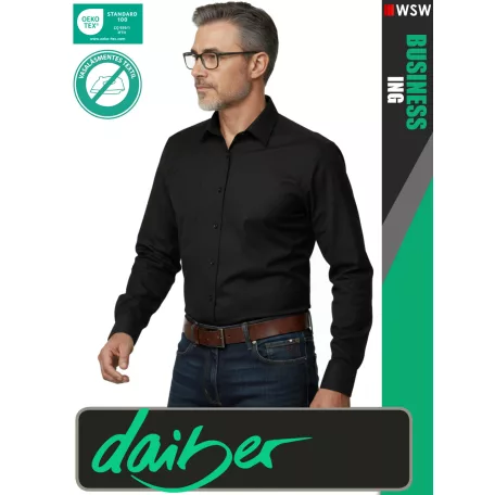 Daiber MICROTWILL BLACK vasalásmentes pamut férfi hosszúujjú ing - ruházat