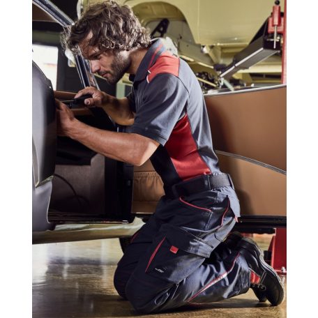 James & Nicholson COLORSTYLE RED technikai pamutgazdag deréknadrág - munkaruha