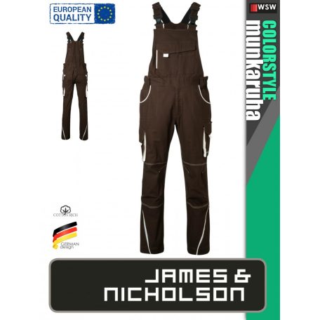 James & Nicholson COLORSTYLE BROWN technikai pamutgazdag kantáros nadrág - munkaruha