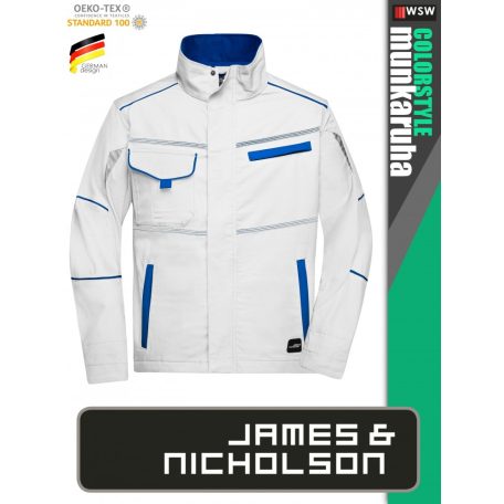 James & Nicholson COLORSTYLE WHITE technikai pamutgazdag kabát - munkaruha