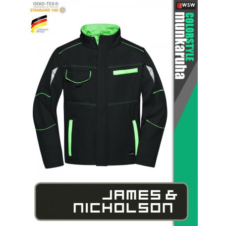 James & Nicholson COLORSTYLE BLACK technikai softshell kabát - munkaruha