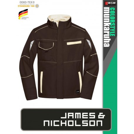 James & Nicholson COLORSTYLE BROWN technikai softshell kabát - munkaruha