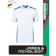   James & Nicholson COLORSTYLE WHITE technikai kétszínű galléros póló - munkaruha