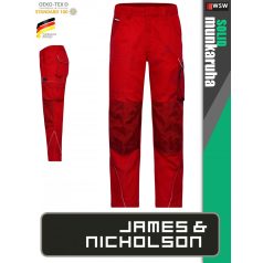   James & Nicholson SOLID RED technikai kopásálló deréknadrág - munkaruha