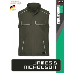   James & Nicholson SOLID OLIVE technikai átmeneti softshell mellény - munkaruha