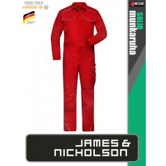   James & Nicholson SOLID RED technikai kopásálló kezeslábas overál - munkaruha