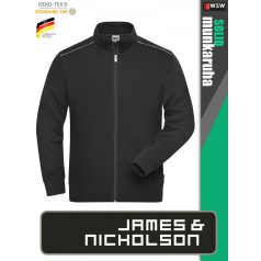   James & Nicholson SOLID BLACK technikai zippzáras pamutgazdag pulóver - munkaruha