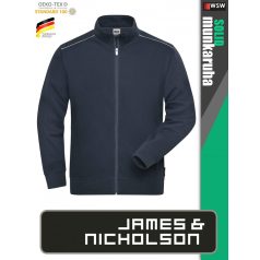   James & Nicholson SOLID NAVY technikai zippzáras pamutgazdag pulóver - munkaruha