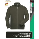 James & Nicholson SOLID OLIVE technikai zippzáras pamutgazdag pulóver - munkaruha