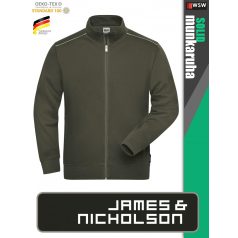   James & Nicholson SOLID OLIVE technikai zippzáras pamutgazdag pulóver - munkaruha