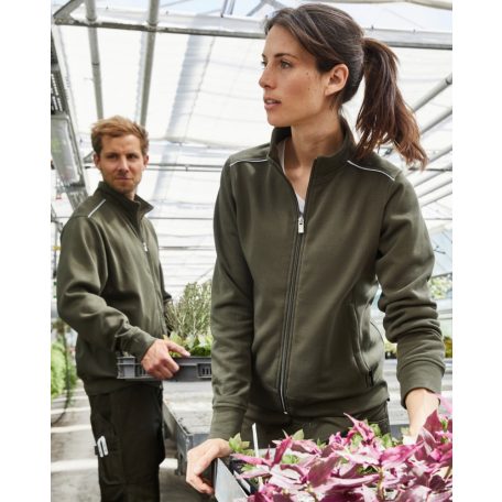 James & Nicholson SOLID OLIVE technikai zippzáras pamutgazdag pulóver - munkaruha