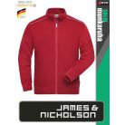James & Nicholson SOLID RED technikai zippzáras pamutgazdag pulóver - munkaruha