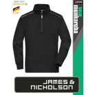 James & Nicholson SOLID BLACK technikai zippzáras pamutgazdag pulóver - munkaruha