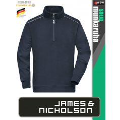   James & Nicholson SOLID NAVY technikai zippzáras pamutgazdag pulóver - munkaruha