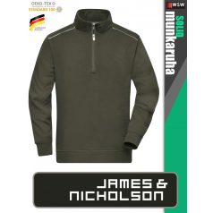   James & Nicholson SOLID OLIVE technikai zippzáras pamutgazdag pulóver - munkaruha