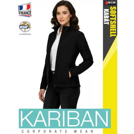 Kariban SOFTSHELL BLACK női technikai softshell kabát - munkaruha