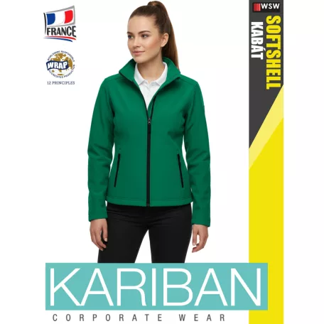 Kariban SOFTSHELL KELLYGREEN női technikai softshell kabát - munkaruha