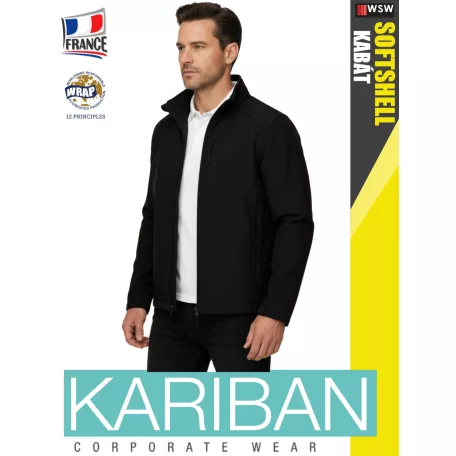 Kariban SOFTSHELL BLACK férfi technikai kabát - munkaruha