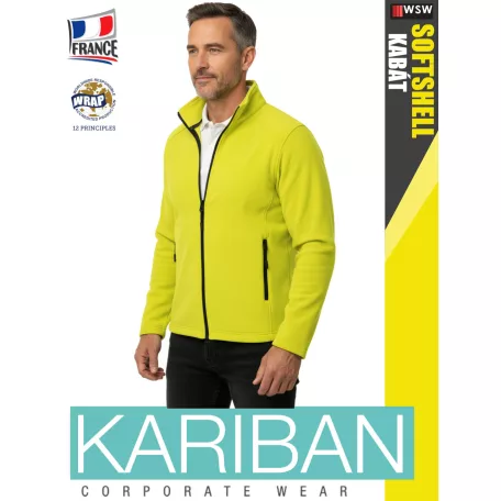 Kariban SOFTSHELL FLUOYELLOW férfi technikai kabát - munkaruha