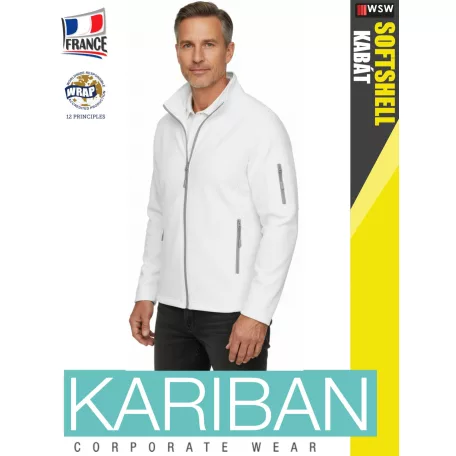 Kariban SOFTSHELL WHITE férfi technikai kabát - munkaruha